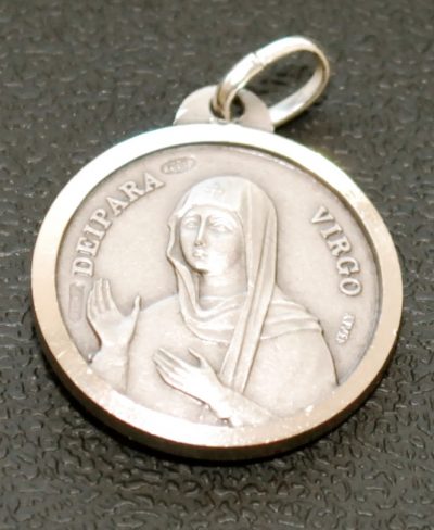 Medal: St. Dominic & Blessed Virgin Mary (silver scapular)  silver - Image 2