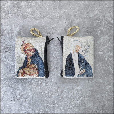 San Domenico Rosary with two image pouch (St. Dominic & St. Catherine)