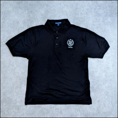 Men’s Black Short Sleeve Polo w/ Dominican Motto & Veritas