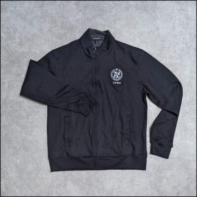 Unisex Black Zippered Jacket w/ Dominican Motto & Veritas
