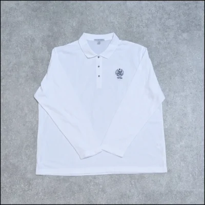 Women’s White Long Sleeve Polo w/ Dominican Motto & Veritas
