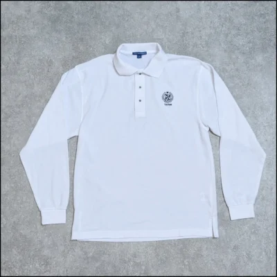 Men’s White Long Sleeve Polo w/ Dominican Motto & Veritas