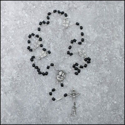 Custom Black Rosary w/ Dominican Shield Medals