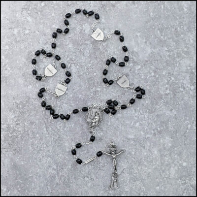 Custom Black Rosary w/ Dominican Shield Medals - Image 2