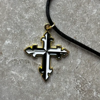 Small Lay Dominican cross on a black cord